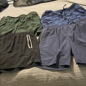 Men's Athletic Shorts Set - Green, Blue, Black